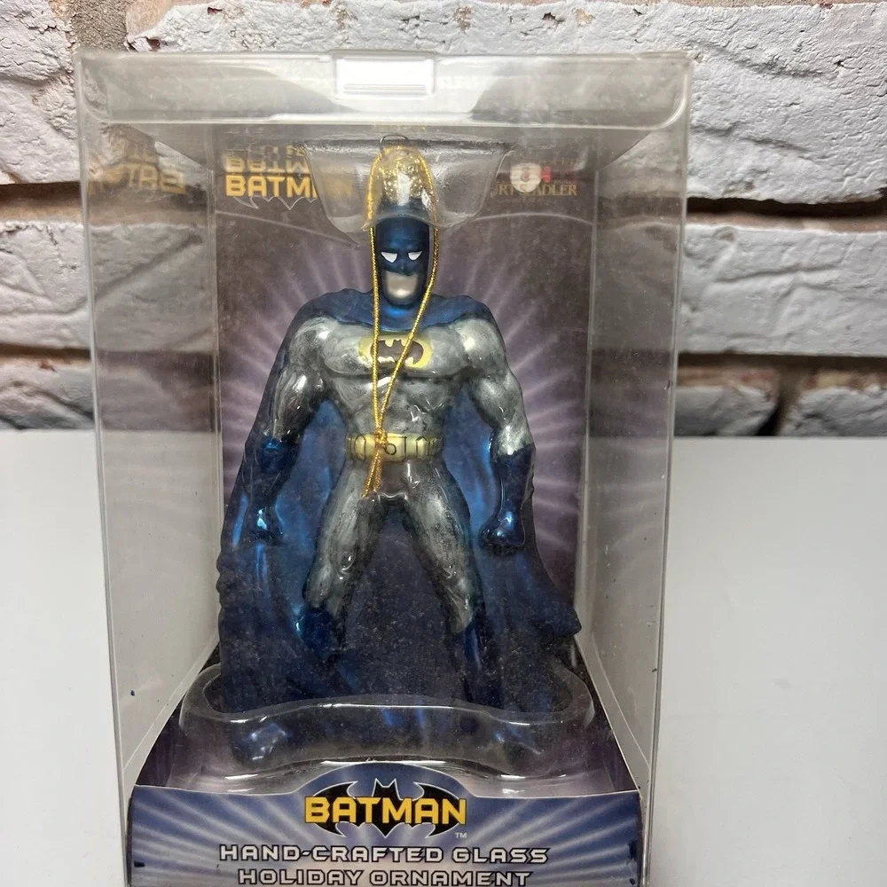Vintage Kurt Adler Batman Hand Crafted Glass Christmas Ornament Boxed DC Comics*